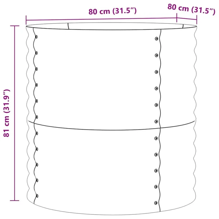vidaXL Hochbeet Grün 80 x 80 x 81 cm Stahl, Garten- und Terrassenpflanzentopf aus Stahl, langlebig, modern, für Blumen und Pflanzen, minimalistisches Design – Bild 3