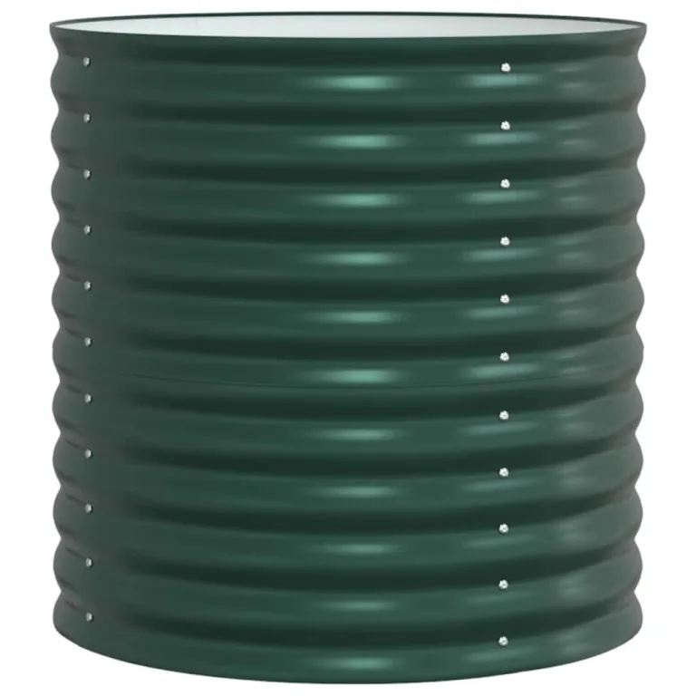 vidaXL Hochbeet Grün 80 x 80 x 81 cm Stahl, Garten- und Terrassenpflanzentopf aus Stahl, langlebig, modern, für Blumen und Pflanzen, minimalistisches Design – Bild 8