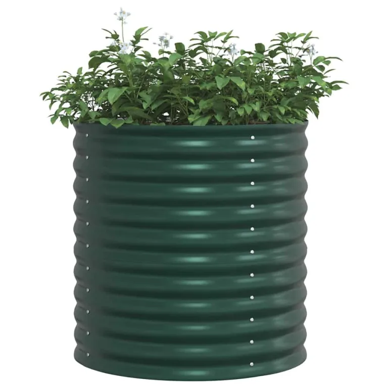 vidaXL Hochbeet Grün 80 x 80 x 81 cm Stahl, Garten- und Terrassenpflanzentopf aus Stahl, langlebig, modern, für Blumen und Pflanzen, minimalistisches Design – Bild 1
