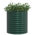vidaXL Hochbeet Grün 80 x 80 x 81 cm Stahl, Garten- und Terrassenpflanzentopf aus Stahl, langlebig, modern, für Blumen und Pflanzen, minimalistisches Design - Thumbnail 1