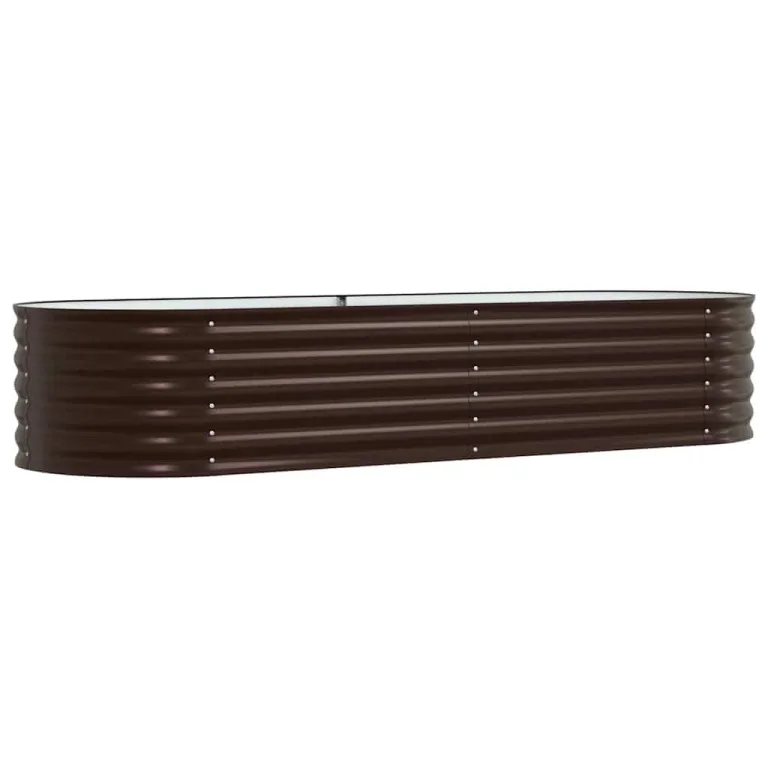 vidaXL Hochbeet Braun 240 x 80 x 44 cm Stahl, Garten- und Terrassenpflanzentopf aus Stahl, langlebig, modern, für Blumen und Pflanzen, minimalistisches Design – Bild 9