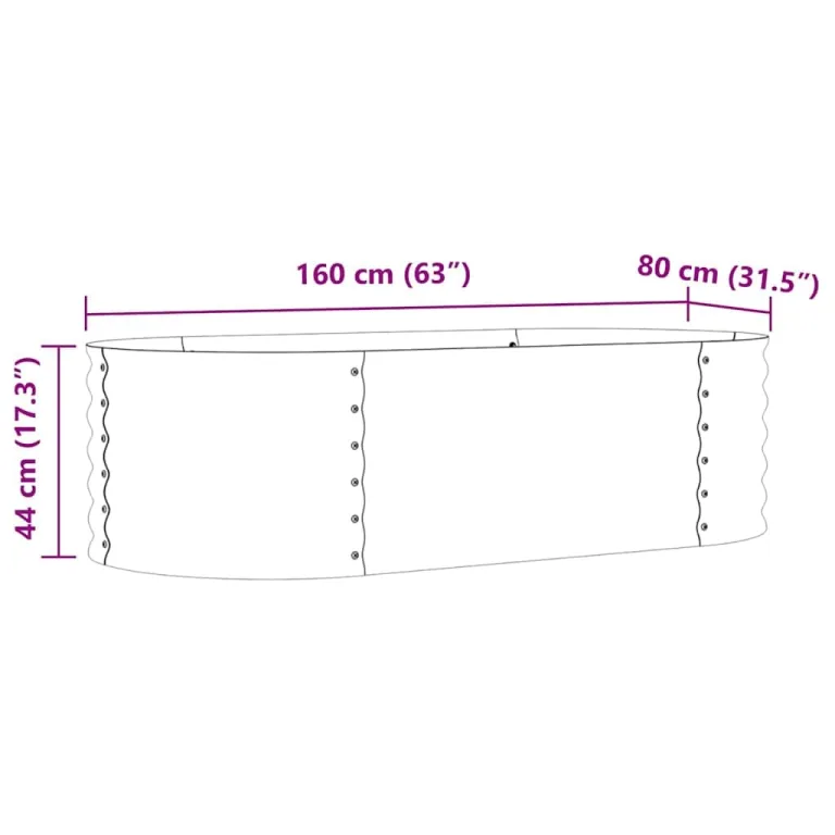 vidaXL Hochbeet Grün 160 x 80 x 44 cm Stahl, Garten- und Terrassenpflanzentopf aus Stahl, langlebig, modern, für Blumen und Pflanzen, minimalistisches Design – Bild 3