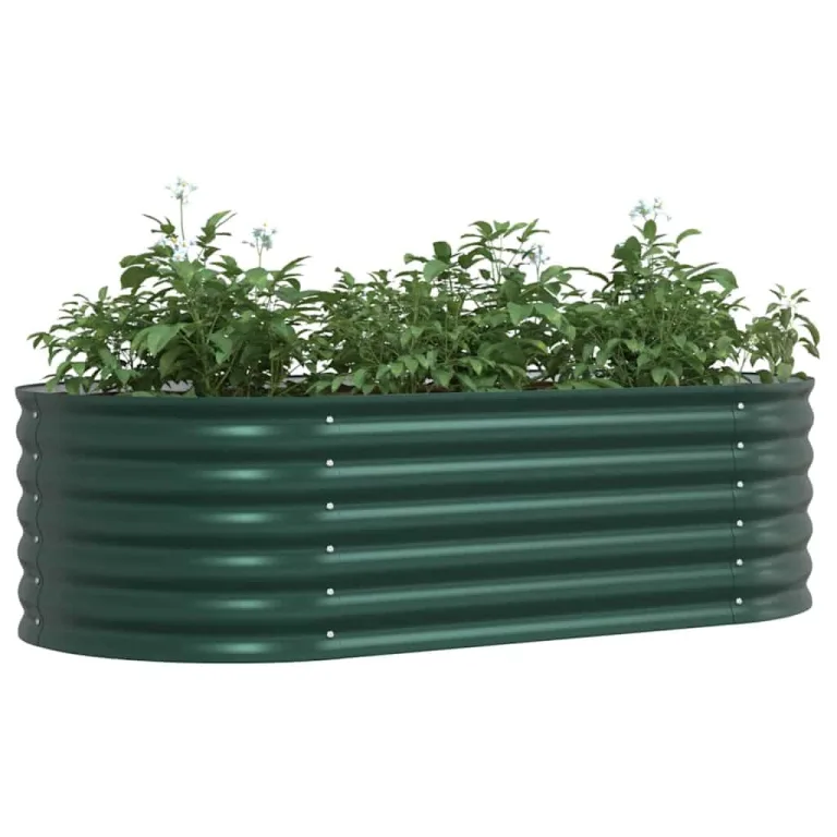 vidaXL Hochbeet Grün 160 x 80 x 44 cm Stahl, Garten- und Terrassenpflanzentopf aus Stahl, langlebig, modern, für Blumen und Pflanzen, minimalistisches Design – Bild 1