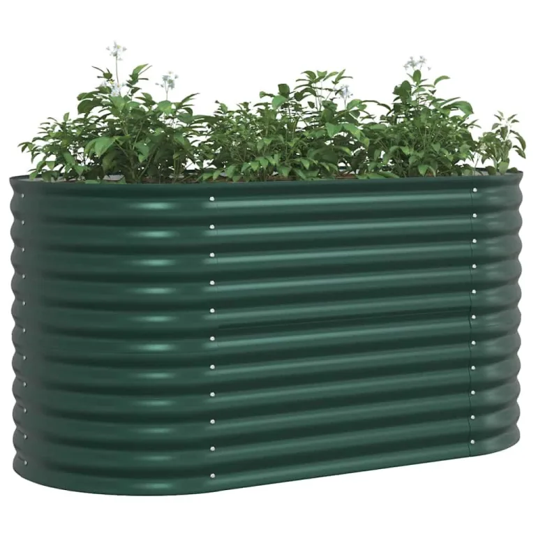 vidaXL Hochbeet Grün 160 x 80 x 81 cm Stahl, Garten- und Terrassenpflanzentopf aus Stahl, langlebig, modern, für Blumen und Pflanzen, minimalistisches Design – Bild 1