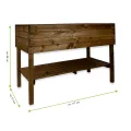 GARTENETAGE Hochbeet XXL mit Ablage und Pflanzfolie - Nachhaltiges Design, Wetterfest, Rückenschonend, Praktische Ablage, Inklusive Pflanzfolie, Braun - Thumbnail 3