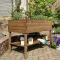GARTENETAGE Hochbeet XXL mit Ablage und Pflanzfolie - Nachhaltiges Design, Wetterfest, Rückenschonend, Praktische Ablage, Inklusive Pflanzfolie, Braun - Thumbnail 5