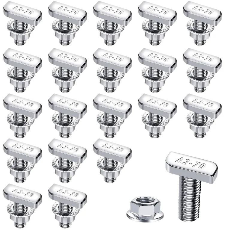 20 Stück Hammerkopfschrauben M8x20mm, Edelstahl T Schrauben und Flanschmuttern M8 für PV Solar Montageschienen Photovoltaik Gewächshaus Schrauben (8mm) – Bild 1