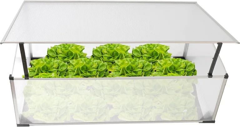 NATIV Frühbeetkasten mit Hohlkammerplatten, Frühbeet mit Aluminium-Rahmen, Hochbeet-Abdeckung mit arretierbarem Dach, Frühbeetaufsatz für Hochbeet 100 x 60 cm, Mini Gewächshaus – Bild 5