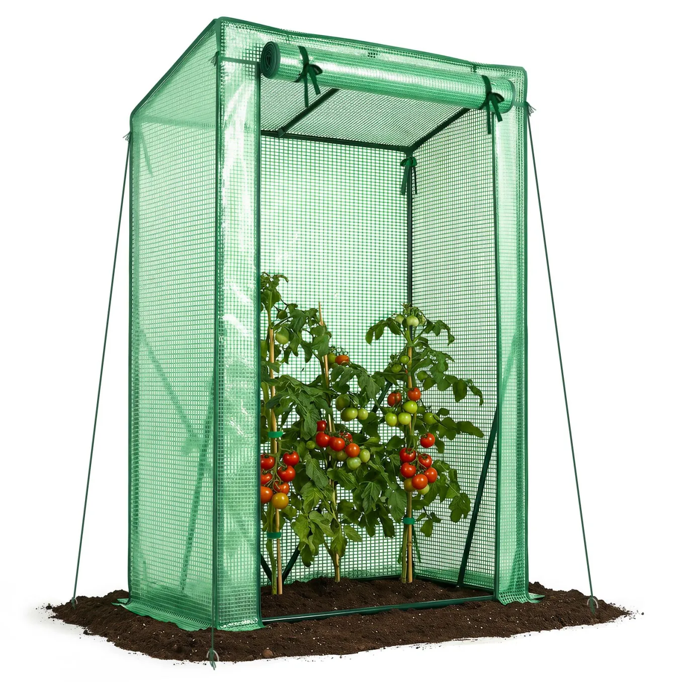 VOUNOT Gewächshaus Foliengewächshaus 100x50x150 cm, Schrägdach Tomatengewächshaus Stabil Tomatenhaus für Gemüse, Blumen & Obst, Verstärkte PE-Folie 135g/m², Grün - Bild 1