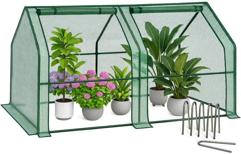 VOUNOT Gewächshaus Mini 180x90x90 cm mit 2 Rolltür, Klein Foliengewächshaus für Balkon, Garten, Tomatengewächshaus Stabil Winterfest Wetterfest, Verstärkte PE-Folie 135g/m², Grün – Bild 1