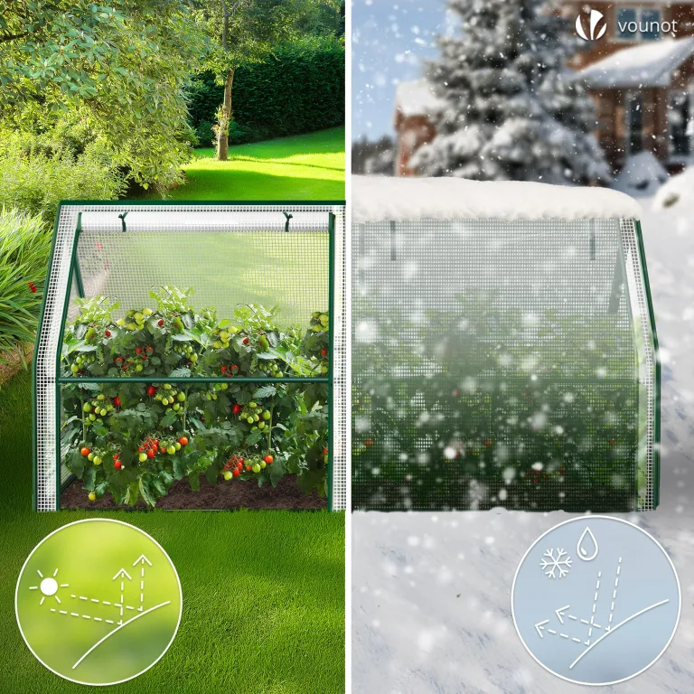 VOUNOT Gewächshaus Mini 180x90x90 cm mit 2 Rolltür, Klein Foliengewächshaus für Balkon, Garten, Tomatengewächshaus Stabil Winterfest Wetterfest, Verstärkte PE-Folie 135g/m², Weiß – Bild 2