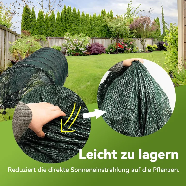 Pflanztunnel Netz, Garden Folientunnel 300x30x45cm, Faltbar Gartentunnel, Frühbeet Schutztunnel Gewächshaus mit Stecksystem, 6 Tunnelbögen Aufzucht Hochbeet Gemüsebeet Pflanzentunnel (Grün) – Bild 7