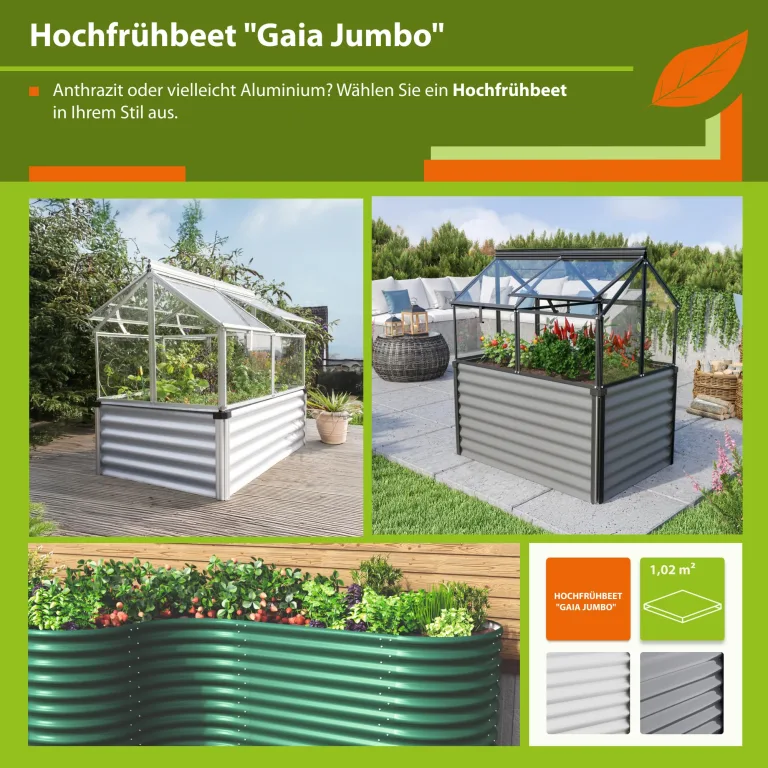 Vitavia Hochfrühbeet Gaia Jumbo Hoch- & Frühbeet | Aluminium, 122 x 83 x 137 cm | 4 mm Hohlkammerplatten | Rückenschonendes Gärtnern | Wetterfester Unterbau | Optimale Wachstumsbedingungen – Bild 5