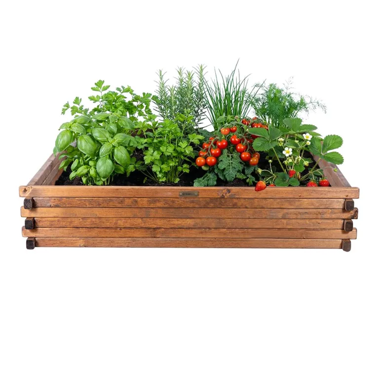 Greenspot - Hochbeet Holz - Kräuterbeet für Garten - 120x80 - aus Echtholz, Imprägniert - Gemüsebeet, Blumenbeet, Pflanzkübel XXL, Pflanzkasten - Timber Palisanderbraun – Bild 1