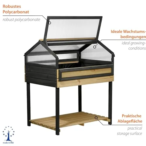 dobar® XXL Hochbeet mit Frühbeet-Aufsatz - Großes Anzuchtbeet aus Kiefernholz - Gemüsebeet Kräuterbeet - 100 x 73 x 121,50 cm - Anthrazit Natur, Hellbraun – Bild 8