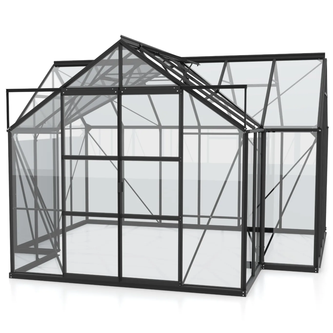 Vitavia Gewächshaus Sirius | 13 m² | 3 mm ESG | schwarz pulverbeschichtet | Inkl. Stahlfundament & 3 Regenfallrohre | 4 Dachfenster & Doppelschiebetür | Stilvolle Orangerie - Bild 1