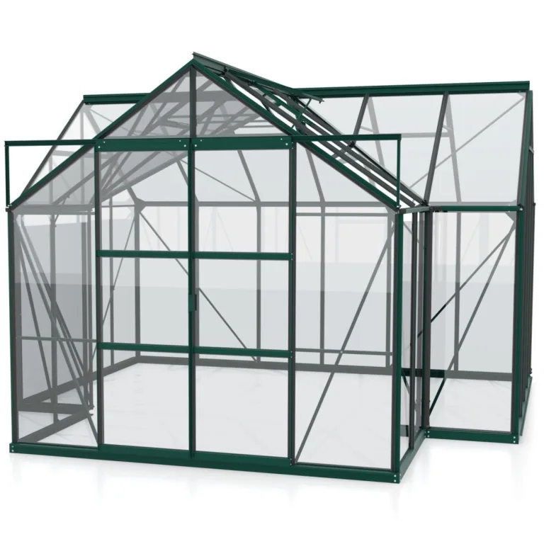 Vitavia Gewächshaus Sirius | 13 m² | 3 mm ESG | schwarz pulverbeschichtet | Inkl. Stahlfundament & 3 Regenfallrohre | 4 Dachfenster & Doppelschiebetür | Stilvolle Orangerie – Bild 9