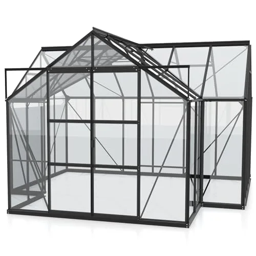Vitavia Gewächshaus Sirius | 13 m² | 3 mm ESG | schwarz pulverbeschichtet | Inkl. Stahlfundament & 3 Regenfallrohre | 4 Dachfenster & Doppelschiebetür | Stilvolle Orangerie – Bild 10