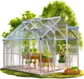 GARDEBRUK® Gewächshaus Aluminium 7,2m² mit Fundament 380x190cm inkl. 4 Dachfenster Tomatenhaus Treibhaus Anzuchthaus Garten Frühbeet Aufzucht 11,8m³ - Thumbnail 9