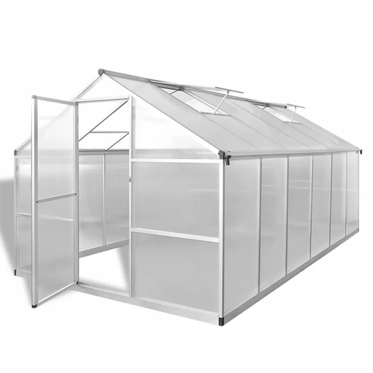 Festnight Gewächshaus mit Fundament 361x250x195 cm 9,025 m² Gewächshäuser mit Fundamentrahmen Gewaechshaus Alu Foliengewächshaus Aluminium Tomatenhaus Treibhaus – Bild 1