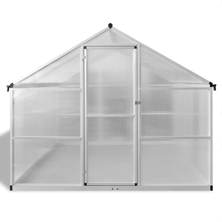 Festnight Gewächshaus mit Fundament 302x250x195 cm 7,55 m² Gewächshäuser mit Fundamentrahmen Gewaechshaus Alu Foliengewächshaus Aluminium Tomatenhaus Treibhaus – Bild 3