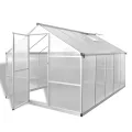 Festnight Gewächshaus mit Fundament 302x250x195 cm 7,55 m² Gewächshäuser mit Fundamentrahmen Gewaechshaus Alu Foliengewächshaus Aluminium Tomatenhaus Treibhaus - Thumbnail 1