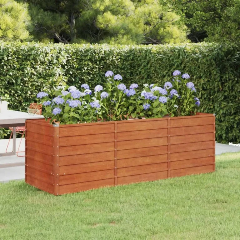 Festnight Hochbeet Metall Cortenstahl Rostig 240x80x77 cm Hochbeete für Garten Balkon Terrasse Kräuterbeet Pflanzkübel Gemüsebeet Pflanzkasten Hochbeet Blumenkübel Blumenkasten – Bild 1