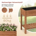 WOLTU Hochbeet Holz, 80x75x40 cm, mit Blumenkasten Ablageboden Folie, Gemüsebeet Kräuterbeet, für Balkon Garten Terasse Outdoor, Braun - Thumbnail 6