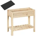 WOLTU Hochbeet Holz, 80x75x40 cm, mit Blumenkasten Ablageboden Folie, Gemüsebeet Kräuterbeet, für Balkon Garten Terasse Outdoor, Holzfarbe - Thumbnail 7
