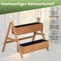 WOLTU Hochbeet, für Garten Balkon Terrasse, mit Innenvlies 2 Blumenkästen, Blumentreppe aus Holz, Gemüsebeet Kräuterbeet Pflanzbeet, 80 x 100 x 62 cm, Braun - Thumbnail 5