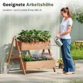 WOLTU Hochbeet, für Garten Balkon Terrasse, mit Innenvlies 2 Blumenkästen, Blumentreppe aus Holz, Gemüsebeet Kräuterbeet Pflanzbeet, 80 x 100 x 62 cm, Braun - Thumbnail 6