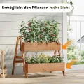 WOLTU Hochbeet, für Garten Balkon Terrasse, mit Innenvlies 2 Blumenkästen, Blumentreppe aus Holz, Gemüsebeet Kräuterbeet Pflanzbeet, 80 x 100 x 62 cm, Braun - Thumbnail 2