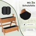 WOLTU Hochbeet, für Garten Balkon Terrasse, mit Innenvlies 2 Blumenkästen, Blumentreppe aus Holz, Gemüsebeet Kräuterbeet Pflanzbeet, 80 x 100 x 62 cm, Braun - Thumbnail 3