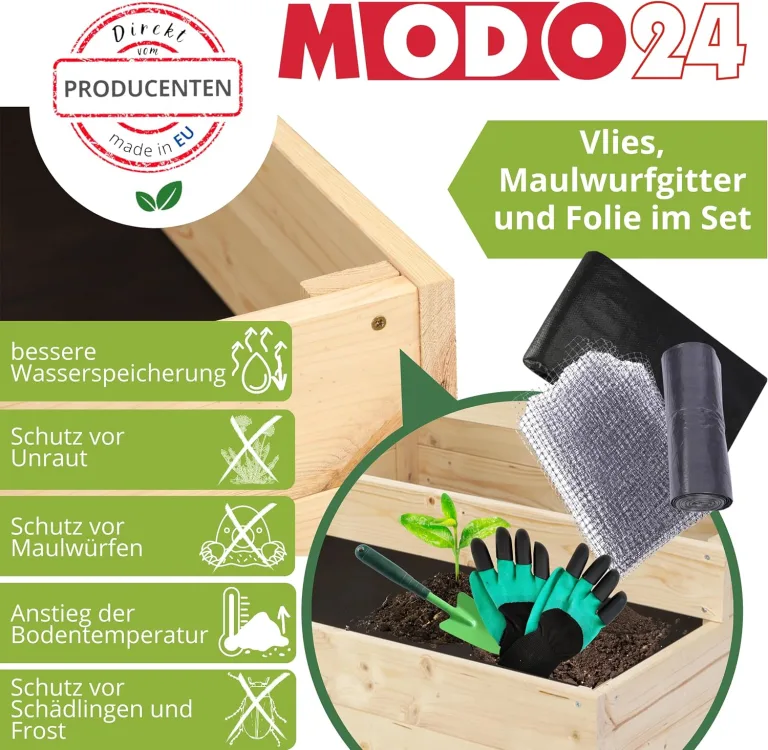 Hochbeet Holz, Kräuterbeet, Gartenbeet, Pflanzkasten, Blumenbeet, für Garten und Terrasse, Kiefernholz, Massivholz, Naturholz, Gemüsegarten, Abmessungen 18x63x30 cm, Farbe: Braun – Bild 6