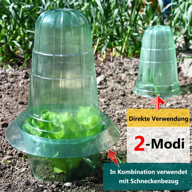 Pflanzenhut, Pflanzhütchen für Salatpflanzen zum Schutz vor Vögeln, Schnecken, Frost oder Witterung - Schützt Pflanzen vor Tierfraß,Kann mit einem Schneckenkragen verwendet werde. – Bild 7