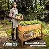 Arebos Hochbeet aus Holz mit Ablagefach | für Garten, Balkon und Terrasse | Innenleben mit Schutzvlies ausgestattet | 119 x 53 x 90 cm | Pflanzkasten & Blumenkasten | Pflanzbeet, Frühbeet – Bild 4