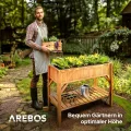 Arebos Hochbeet aus Holz mit Ablagefach | für Garten, Balkon und Terrasse | Innenleben mit Schutzvlies ausgestattet | 119 x 53 x 90 cm | Pflanzkasten & Blumenkasten | Pflanzbeet, Frühbeet - Thumbnail 8