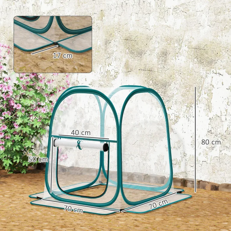 Outsunny Mini-Gewächshaus, Mini-Gewächshaus aus PVC, transparent, Überwinterungszelt für drinnen oder draußen, für Gemüse, Pflanzen, Blumen, 70 x 70 x 80 cm – Bild 7