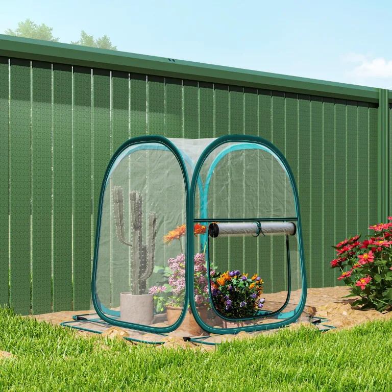 Outsunny Mini-Gewächshaus, Mini-Gewächshaus aus PVC, transparent, Überwinterungszelt für drinnen oder draußen, für Gemüse, Pflanzen, Blumen, 70 x 70 x 80 cm – Bild 8