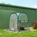 Outsunny Mini-Gewächshaus, Mini-Gewächshaus aus PVC, transparent, Überwinterungszelt für drinnen oder draußen, für Gemüse, Pflanzen, Blumen, 70 x 70 x 80 cm - Thumbnail 8