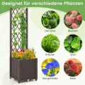 GOPLUS Blumenkasten mit Rankgitter, Hochbeet mit Spalier für Kletterpflanzen & Topfpflanzen, Tiefes Pflanzbeet mit Drainagelöchern für Balkon, Hinterhof & Garten (Braun,40 x 40 x 140 cm) - Thumbnail 2