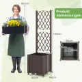 GOPLUS Blumenkasten mit Rankgitter, Hochbeet mit Spalier für Kletterpflanzen & Topfpflanzen, Tiefes Pflanzbeet mit Drainagelöchern für Balkon, Hinterhof & Garten (Braun,40 x 40 x 140 cm) - Thumbnail 3