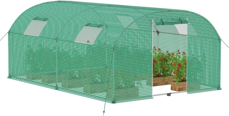 Gewächshaus Foliengewächshaus 3x4 m Folientunnel Tomatengewächshaus Tomatenhaus 12 m² mit 4 Fenster Treibhaus Tomatendach Gartengewächshäuser für Anzucht & Pflanzenzucht – Bild 1