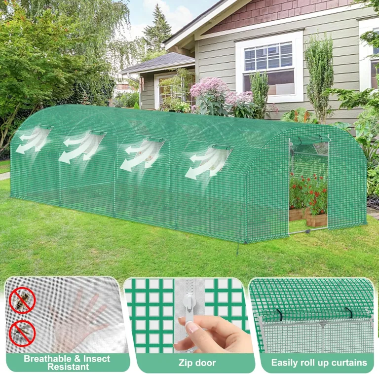 Gewächshaus Foliengewächshaus 3x6 m Folientunnel Tomatengewächshaus Tomatenhaus 18 m² mit 6 Fenster Treibhaus Tomatendach Gartengewächshäuser für Anzucht & Pflanzenzucht – Bild 8