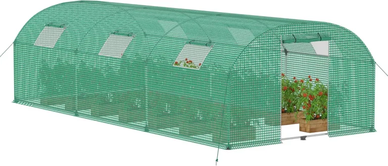 Gewächshaus Foliengewächshaus 3x6 m Folientunnel Tomatengewächshaus Tomatenhaus 18 m² mit 6 Fenster Treibhaus Tomatendach Gartengewächshäuser für Anzucht & Pflanzenzucht – Bild 1