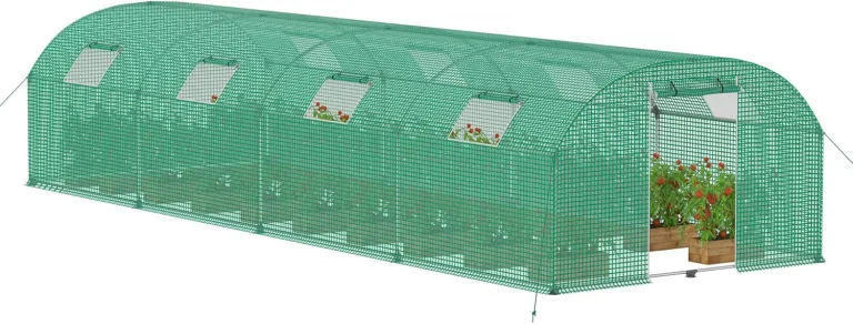 Gewächshaus Foliengewächshaus 3x8 m Folientunnel Tomatengewächshaus Tomatenhaus 24 m² mit 8 Fenster Treibhaus Tomatendach Gartengewächshäuser für Anzucht & Pflanzenzucht – Bild 1