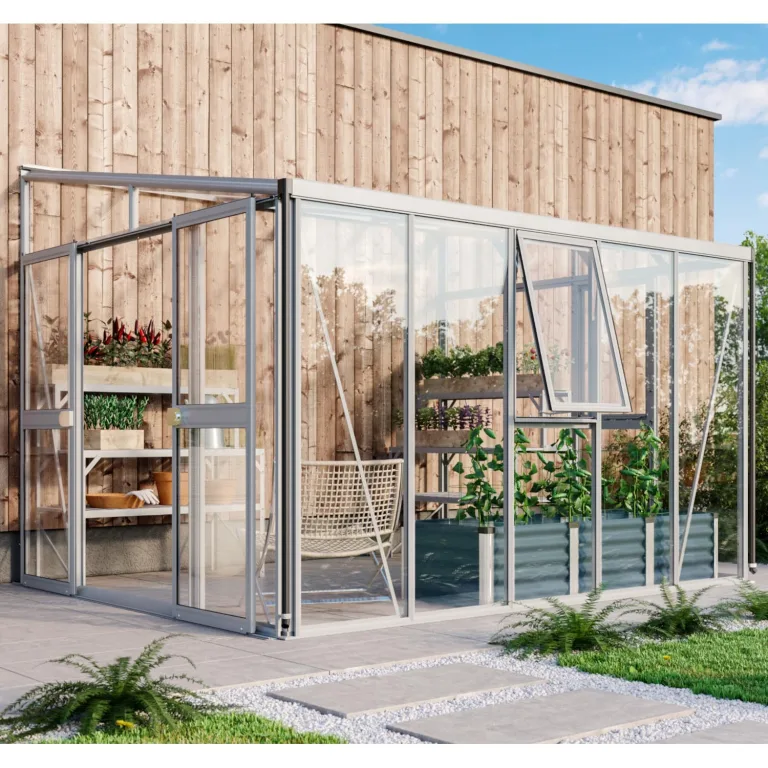 Vitavia Anlehn-Gewächshaus Helena 8600", Aluminium, 8,6 m², 3 mm ESG, 10 mm HKP | Wetterfestes & stabiles Wand-Gewächshaus zur Pflanzenanzucht | Ideales Treibhaus für Gemüse, Kräuter & Blumen – Bild 1