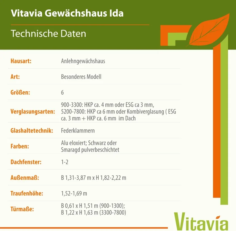 Vitavia Anlehn-Gewächshaus Ida 5200", smaragd grün, 5,2 m², 6 mm HKP | Wetterfestes & stabiles Wand-Gewächshaus zur Pflanzenanzucht | Ideales Treibhaus für Gemüse, Kräuter & Blumen – Bild 5
