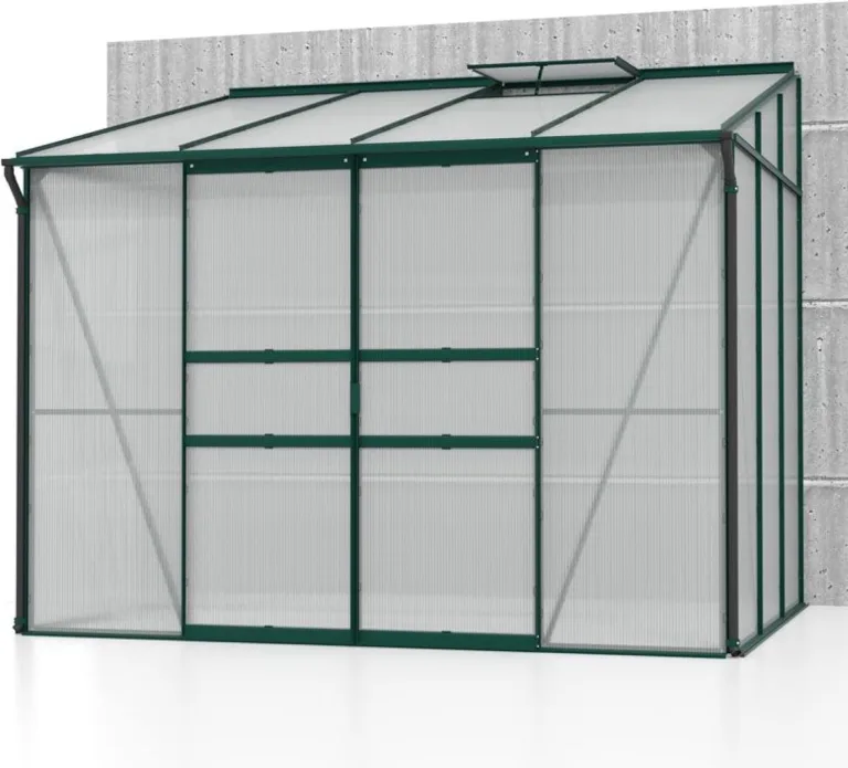 Vitavia Anlehn-Gewächshaus Ida 5200", smaragd grün, 5,2 m², 6 mm HKP | Wetterfestes & stabiles Wand-Gewächshaus zur Pflanzenanzucht | Ideales Treibhaus für Gemüse, Kräuter & Blumen – Bild 1