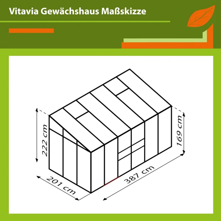 Vitavia Anlehn-Gewächshaus Osiris 7800", smaragd, 7,8 m², 4 mm HKP | Wetterfestes & stabiles Wand-Gewächshaus zur Pflanzenanzucht | Ideales Treibhaus für Gemüse, Kräuter & Blumen – Bild 2